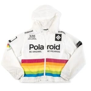 Polaroid Be Original Cropped Jacket Small Windbreaker rainbow